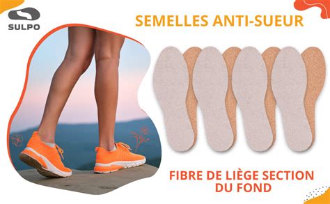 SULPO Lot De 4 Paires De Semelles Pieds Nus Pour Pieds Frais En Coton