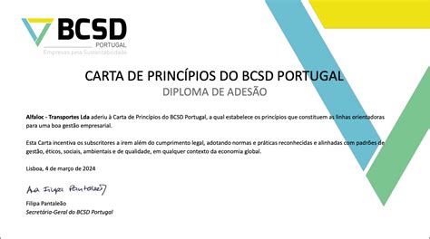 Diploma Carta de Princípios do BCSD Portugal