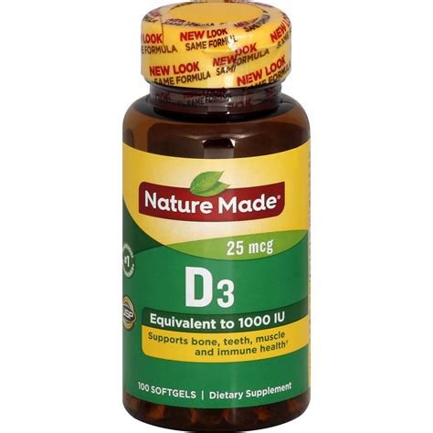 Nature Made Vitamin D3 1000 Iu 25 Mcg Softgels 100 Count