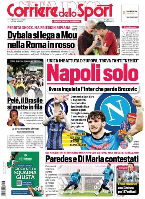 Capa Corriere Dello Sport 3 Janeiro 2023 Capasjornais Pt