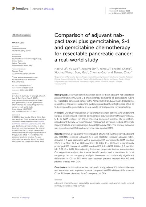 Pdf Comparison Of Adjuvant Nab Paclitaxel Plus Gemcitabine S And