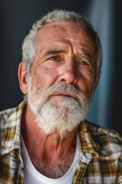 Premium Photo Portrait Of An Old Man With A Gray Beard And Mustache