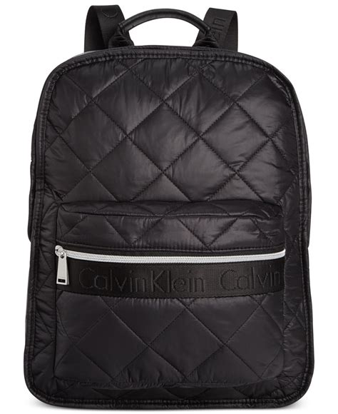 Calvin Klein Cire Nylon Quilted Backpack In Metallic Lyst