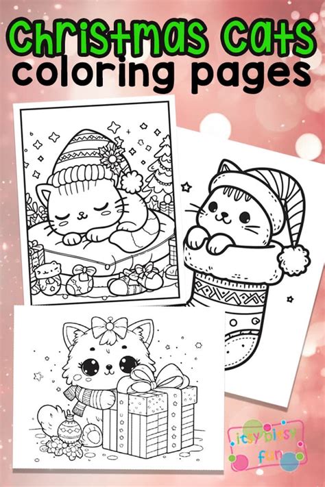 Free Printable Christmas Cats Coloring Pages Itsy Bitsy Fun