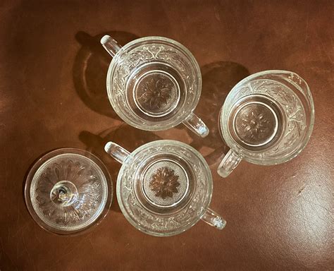 Vintage Anchor Hocking Sandwich Pattern Glass Sugar Bowl And Creamer Etsy