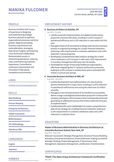 Top Business Architect Resume Objective Examples