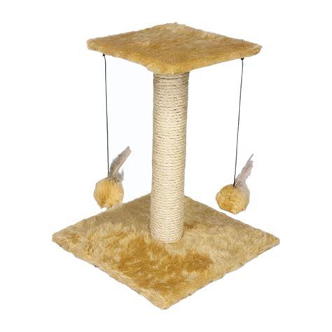 Arranhador Gatos Gato Quadrado Poste Sisal Pompom Bege Elo