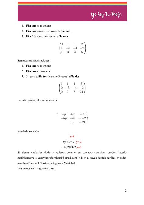 M Todo De Gauss Teor A Y Ejercicios Yo Soy Tu Profe