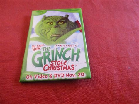 Dr Seuss How The Grinch Stole Christmas Dvd Vhs Pin Button Pinback Jim Carrey 4633898598