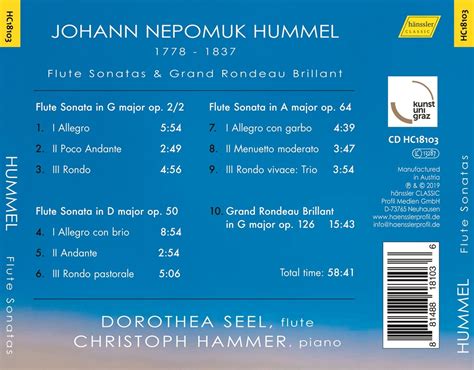 Johann Nepomuk Hummel Sonaten für Flöte Klavier op 2 Nr 2 op 50