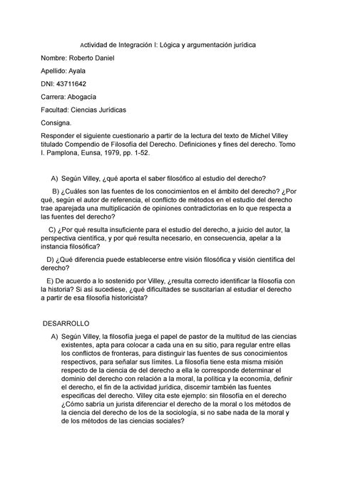 Tp De Logica Y Argumentacion Juridica Actividad De Integraci N I