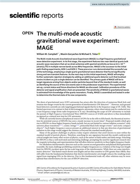 Pdf The Multi Mode Acoustic Gravitational Wave Experiment Mage