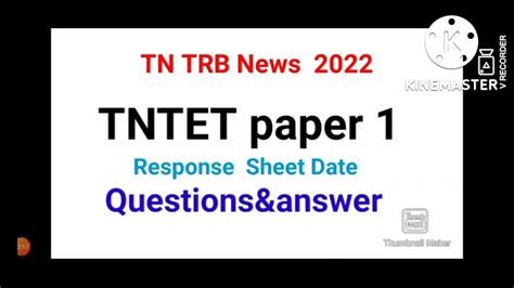 Trb Exam News 2022 Tntet Paper 1 Question Answer Tet Paper 1Q A