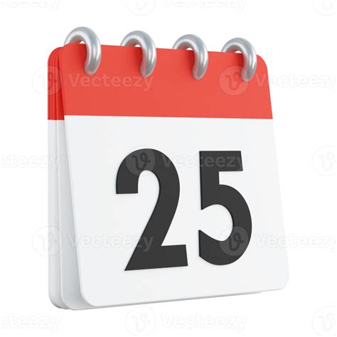 25 On 3D Render Of Calendar 11577716 PNG