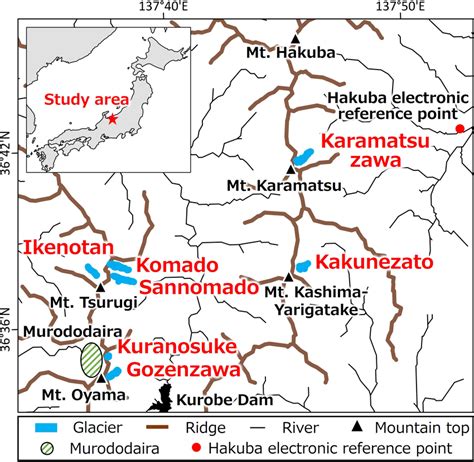 The Location Of Seven Glaciers In The Northern Japanese Alps Names In