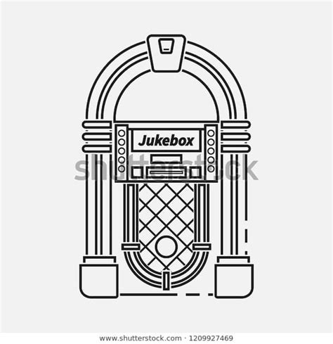 Vetor Stock De Retro Jukebox Flat Line Vector Icon Livre De Direitos