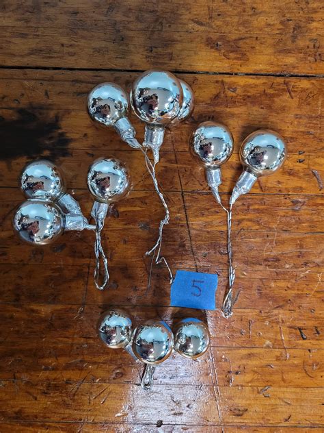 Vintage Mercury Silver Glass Balls Millinery Picks Christmas Etsy