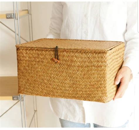 Handmade Seagrass Woven Storage Box Seaweed Storage Finishing Etsy