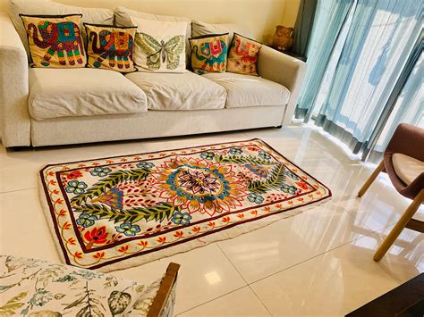 Living Room Rug - Floral Boho – Swadeh – Artisanal Handcrafted Décor