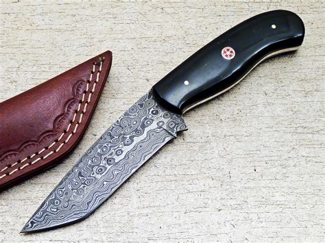 Damascus Steel Custom Handmade Hunting Tanto Knife 85 4a1