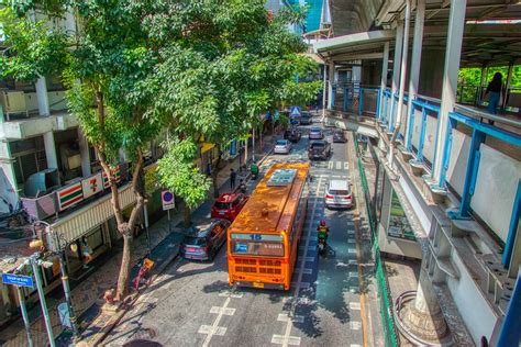 Silom Road With Bus In Bangkok Thailand Uwe Schwarzbach Flickr