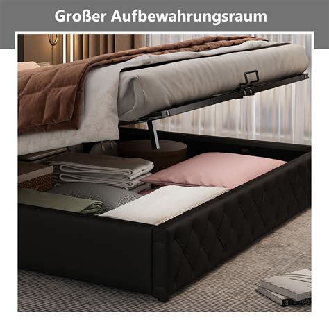 Tweepersoonsbed Met Opbergruimte En LED Verlichting 180 X 200 Cm