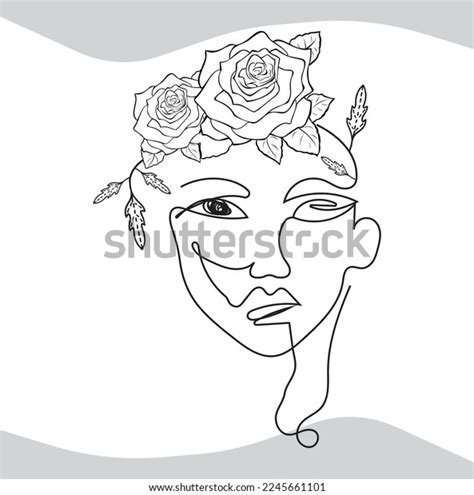 Womens Faces One Line Art Style Stock Vector Royalty Free 2245661101 Shutterstock