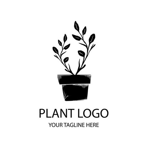 Silueta De Planta En Blanco Y Negro Vector Premium