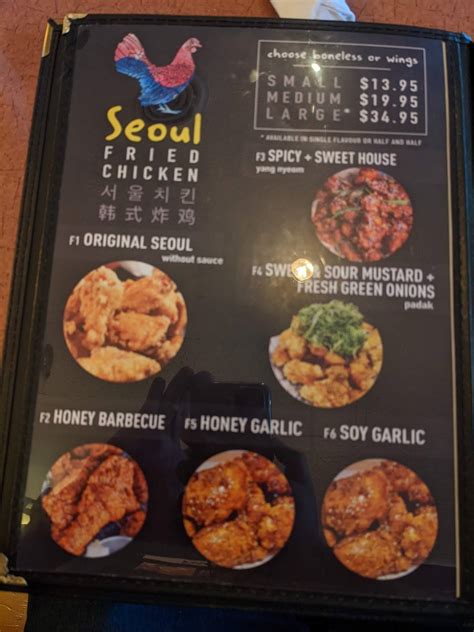 Menu At Seoul Soul Restaurant Waterloo