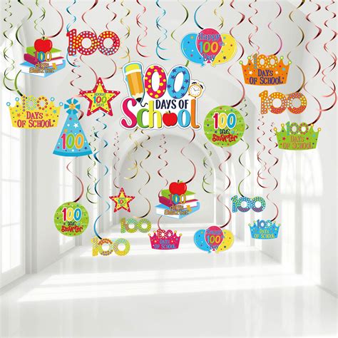 Buy 30 Pcs 100 Days Of School Hanging Swirls Colorful Happy 100th Day