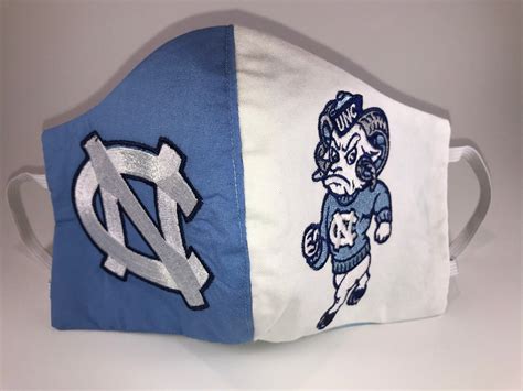 Unc Tarheels Embroidered Double Layered Face Mask Etsy