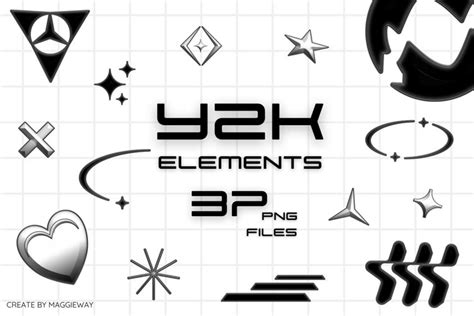 3D Y2K Aesthetic Elements