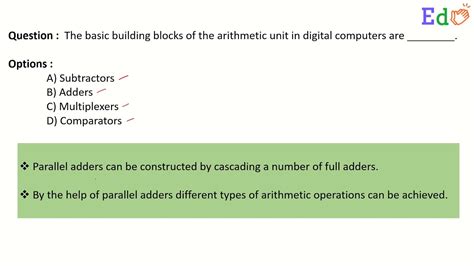 The Basic Building Blocks Of The Arithmetic Unit In Digital Computers Are Youtube