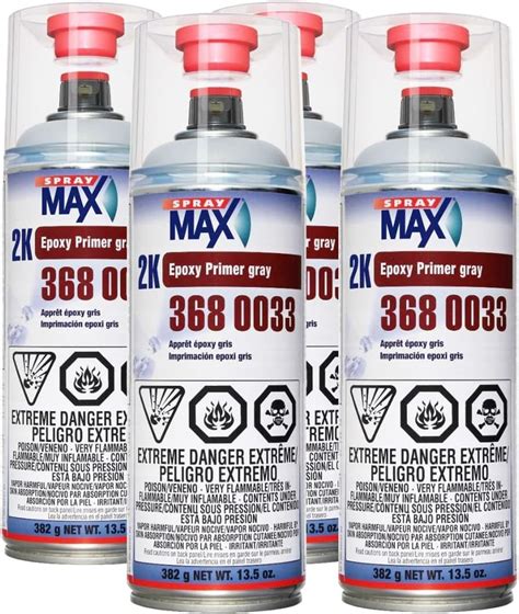 Spraymax 3680033 2k Epoxy Rust Cure Primer Gray 135 Oz 4 Pack