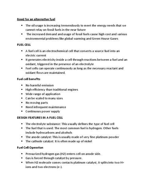 Alternative fuel- fuel cells - Need for an alternative fuel The oil