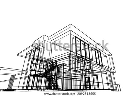 House Sketch Drawing Vector 3d Illustration Stock Vector (Royalty Free ...