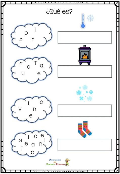 Lectoescritura Letras Desordenadas Con Vocabulario De Invierno