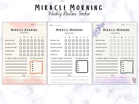 Miracle Mornings Routine Miracle Mornings Planner Morning Routine