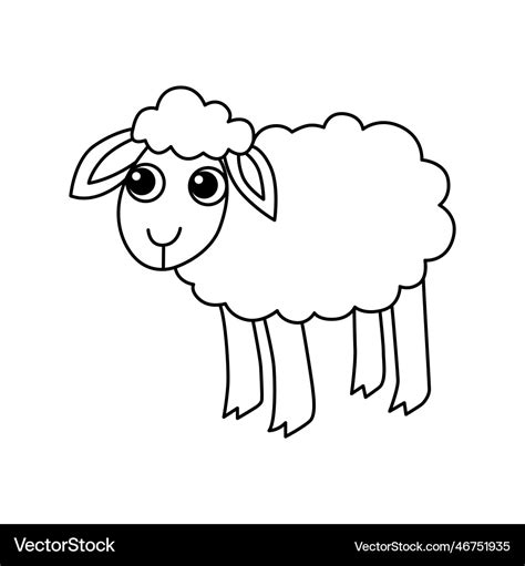 Cute Sheep Cartoon Coloring Page For Kids Vector Image