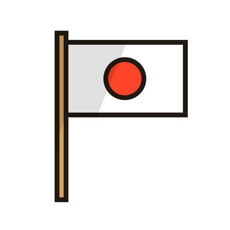 Flat Design Japanese Flag And Pole Icon Vector 26530328 Vector Art At Vecteezy