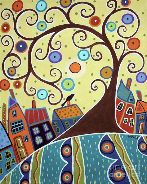 Swirl Tree Town Painting By Karla Gerard Pixels