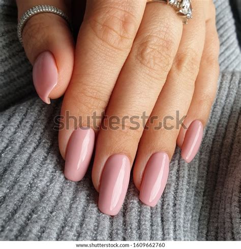 Nude Manicure Light Pink Color Gray Stock Photo Shutterstock