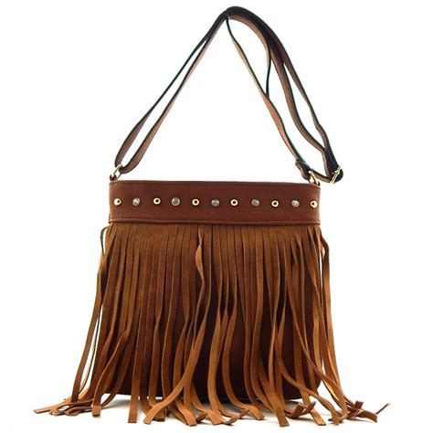 Black Leather Crossbody Purse With Fringe Semashow