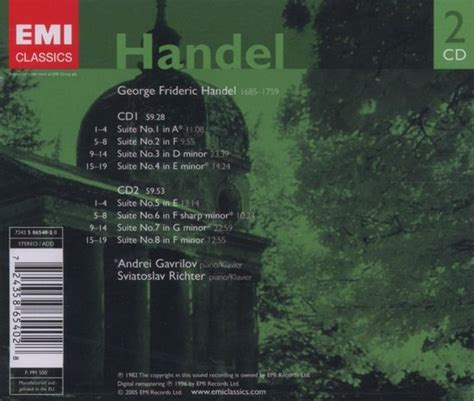 Handel Keyboard Suites Sviatoslav Richter Cd Album Muziek