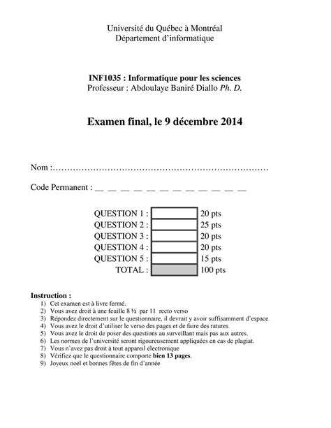 Examen type pratique 2017 questions et réponses Université du