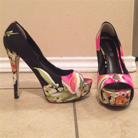 Aldo Shoes Aldo Floral Heels With Patent Leather Poshmark