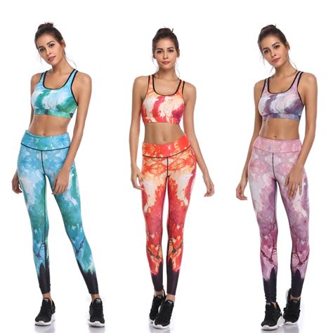 LI FI Fitness Yoga Set Women Print Push Up Quick Dry Spotrs Wear Yoga