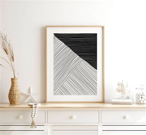 Geometric Print Geometric Art Black and White Stripes - Etsy