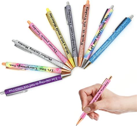 9PCS Funny Pens Swear Word Daily Gel Pen Set Dirty Word Pens For Each