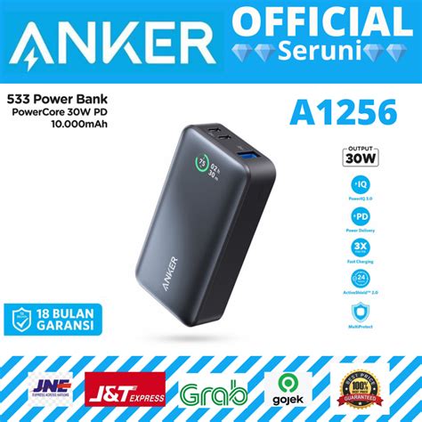 Jual PowerBank Anker 533 PowerCore 10 000 MAh PD 30W BLACK A1256